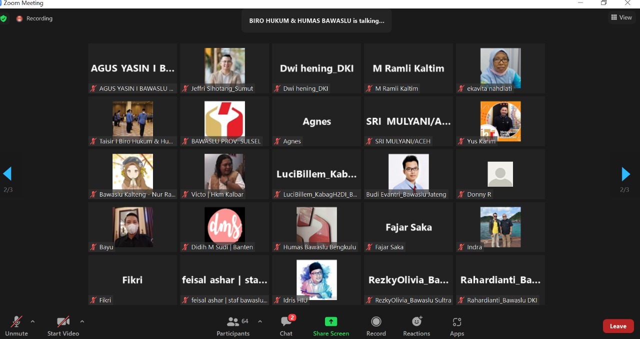 Muhammad Ramli Hadiri Peluncuran Aplikasi JDIH Bawaslu Secara Daring 