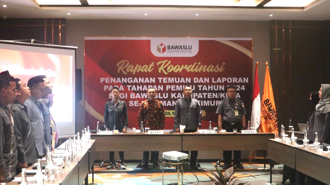 Mengawal Penanganan Temuan dan Laporan pada Tahapan Pemilu 2024, Bawaslu Kaltim Gelar Rapat Koordinasi