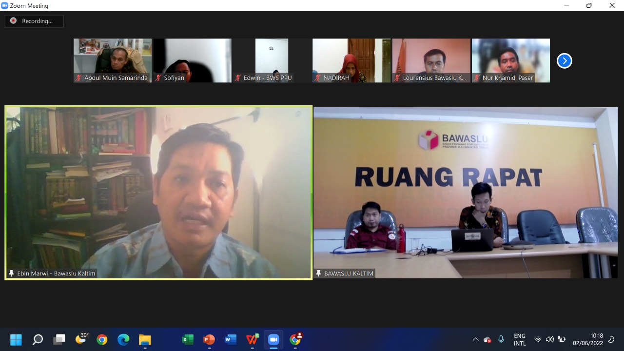 Rapat Koordinasi, Ebin Marwi Sampaikan Permasalahan Menghadapi Penanganan Pelanggaran Administrasi Pemilihan Umum Tahun 2024