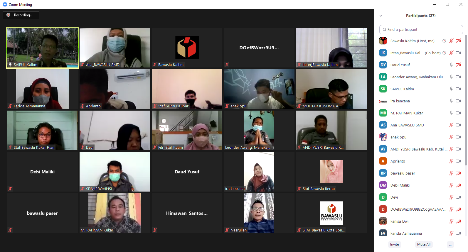 Bawaslu Kaltim Melakukan Evaluasi Fungsi SDMO se-Kalimantan Timur Pada Pemilihan Tahun 2020.