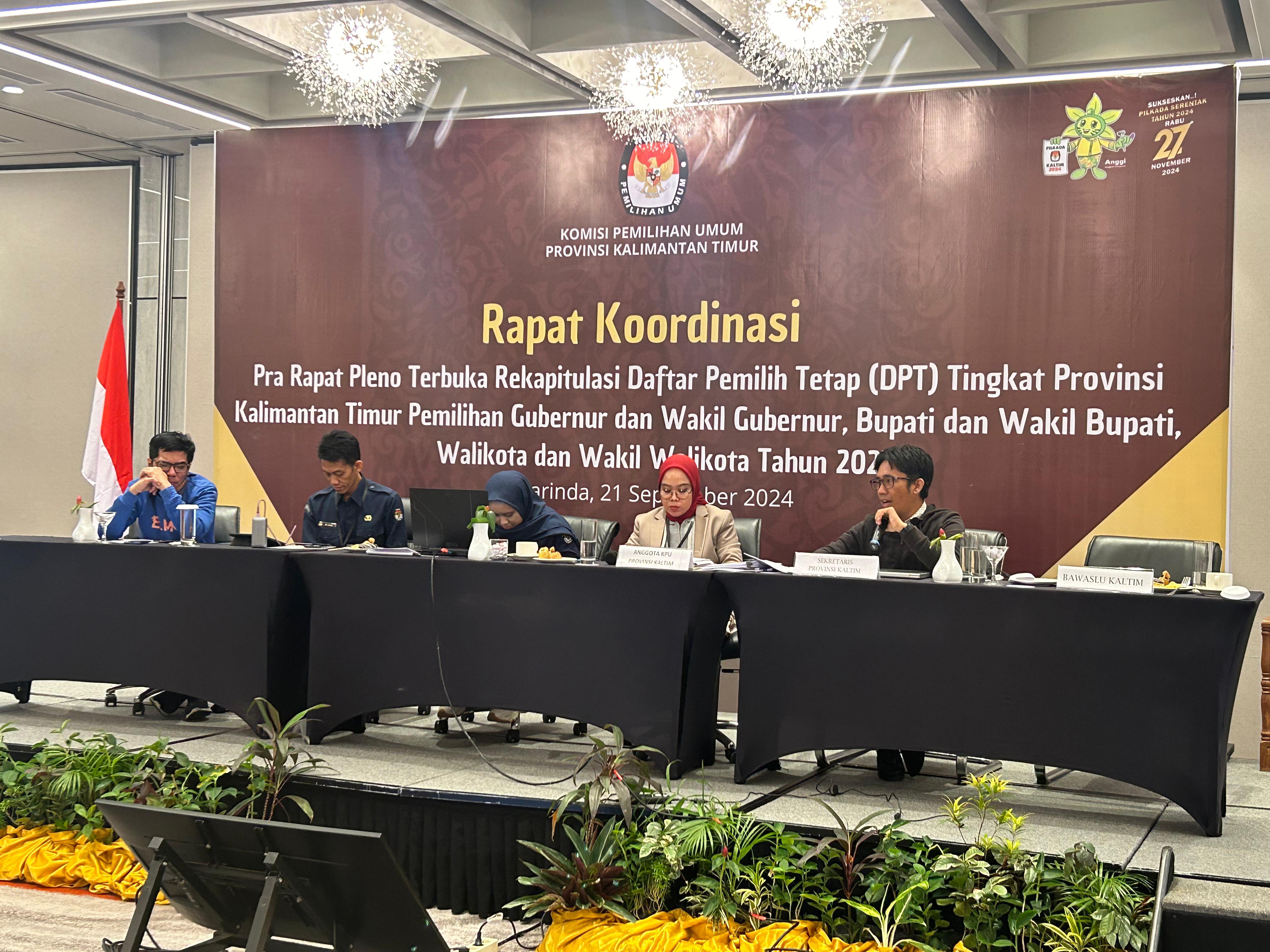 Bawaslu Hadiri Rapat Pra Pleno Terbuka Rekapitulasi DPT Tingkat Provinsi Kalimantan Timur