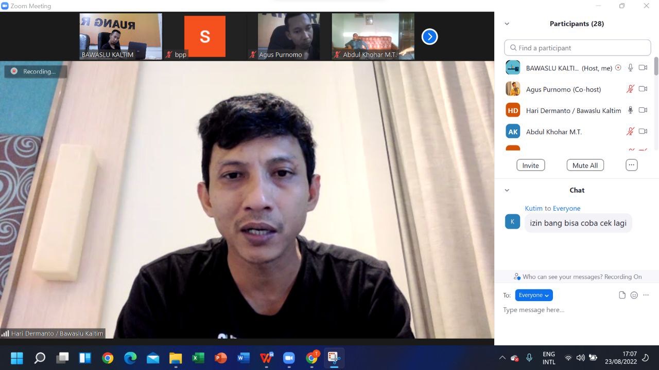 Bawaslu Kaltim Gelar Rapat Hasil Pengawasan Verifikasi Administrasi Parpol