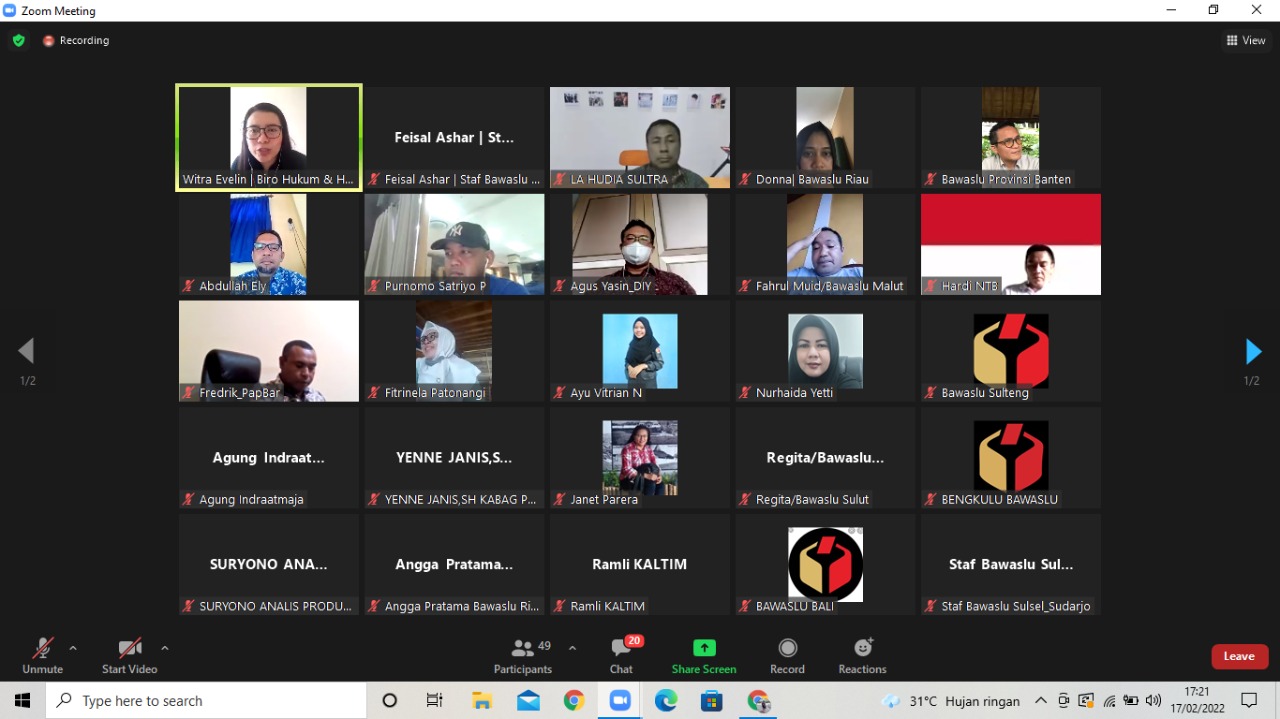 Bawaslu Kaltim Mengikuti Pemetaan dan Pembahasan DIM Yang Diadakan Oleh Bawaslu RI