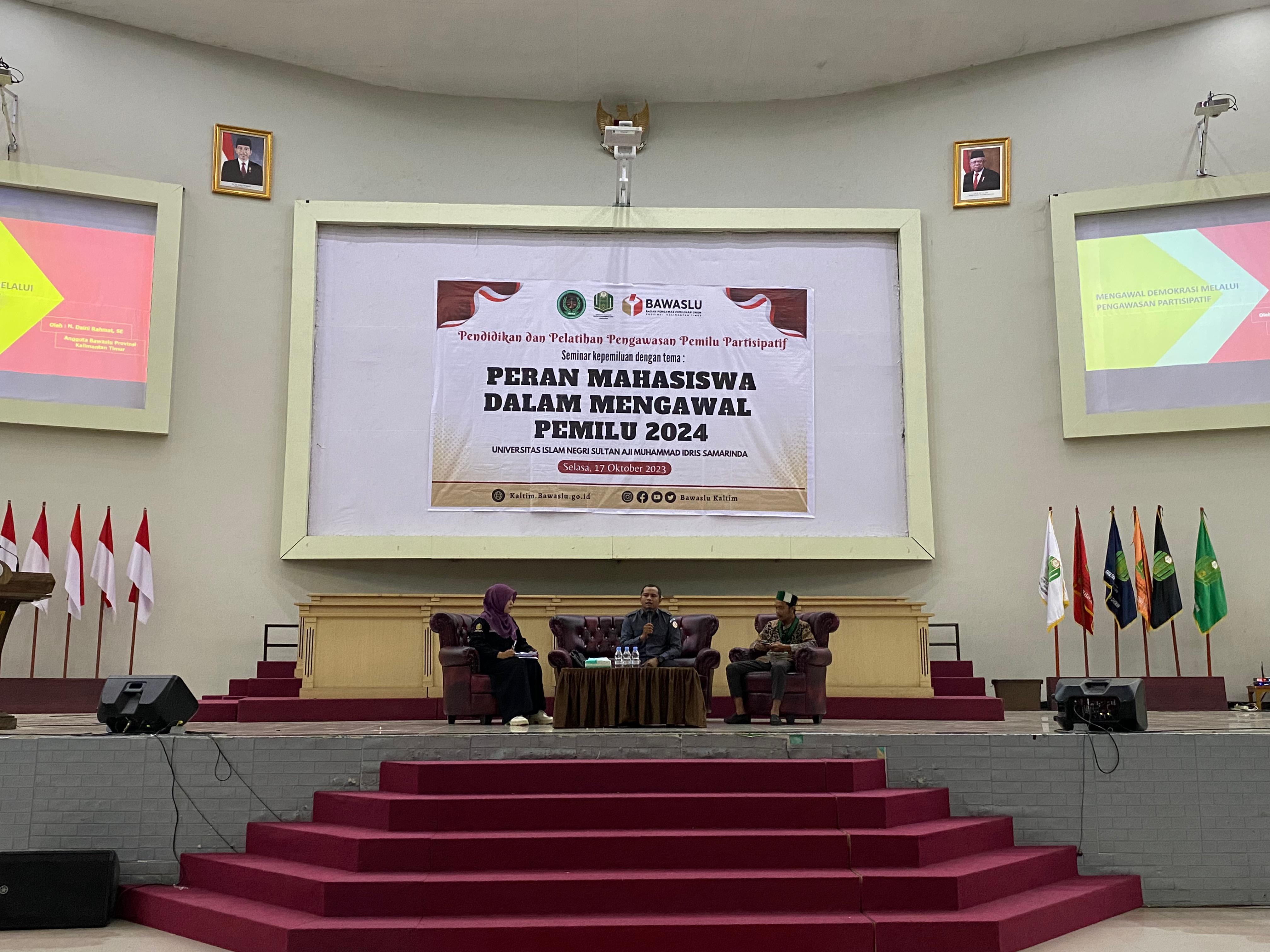 Bawaslu Kaltim Menghadiri Seminar Kepemiluan UINSI Samarinda Bertajuk Peran Mahasiswa dalam Mengawal Pemilu 2024