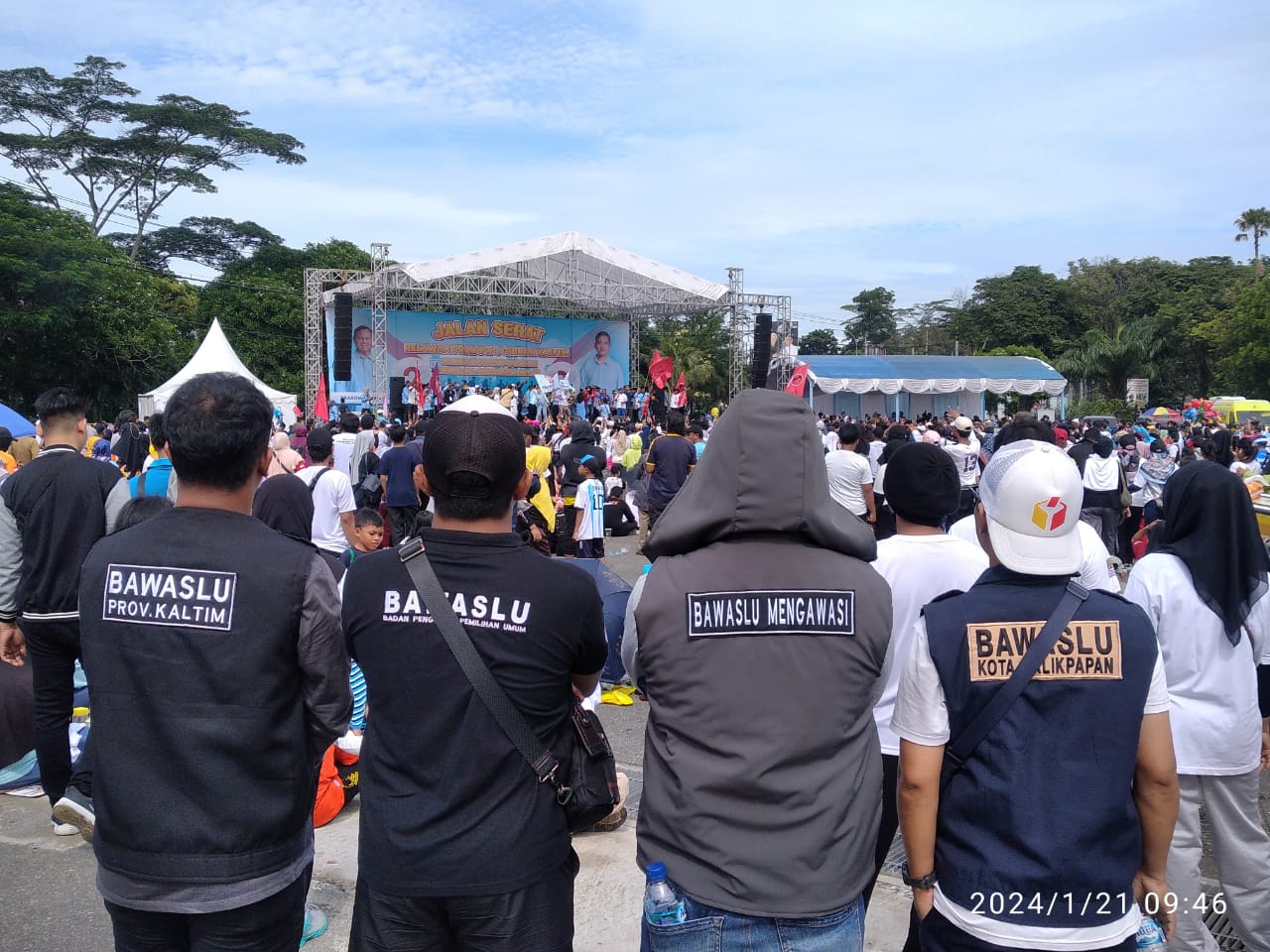 Bawaslu Kaltim turunkan Pengawas Lakukan Pengawasan Kampanye Rapat Umum (Jalan Sehat) Relawan Capres dan Cawapres Nomor Urut 2 di Balikpapan