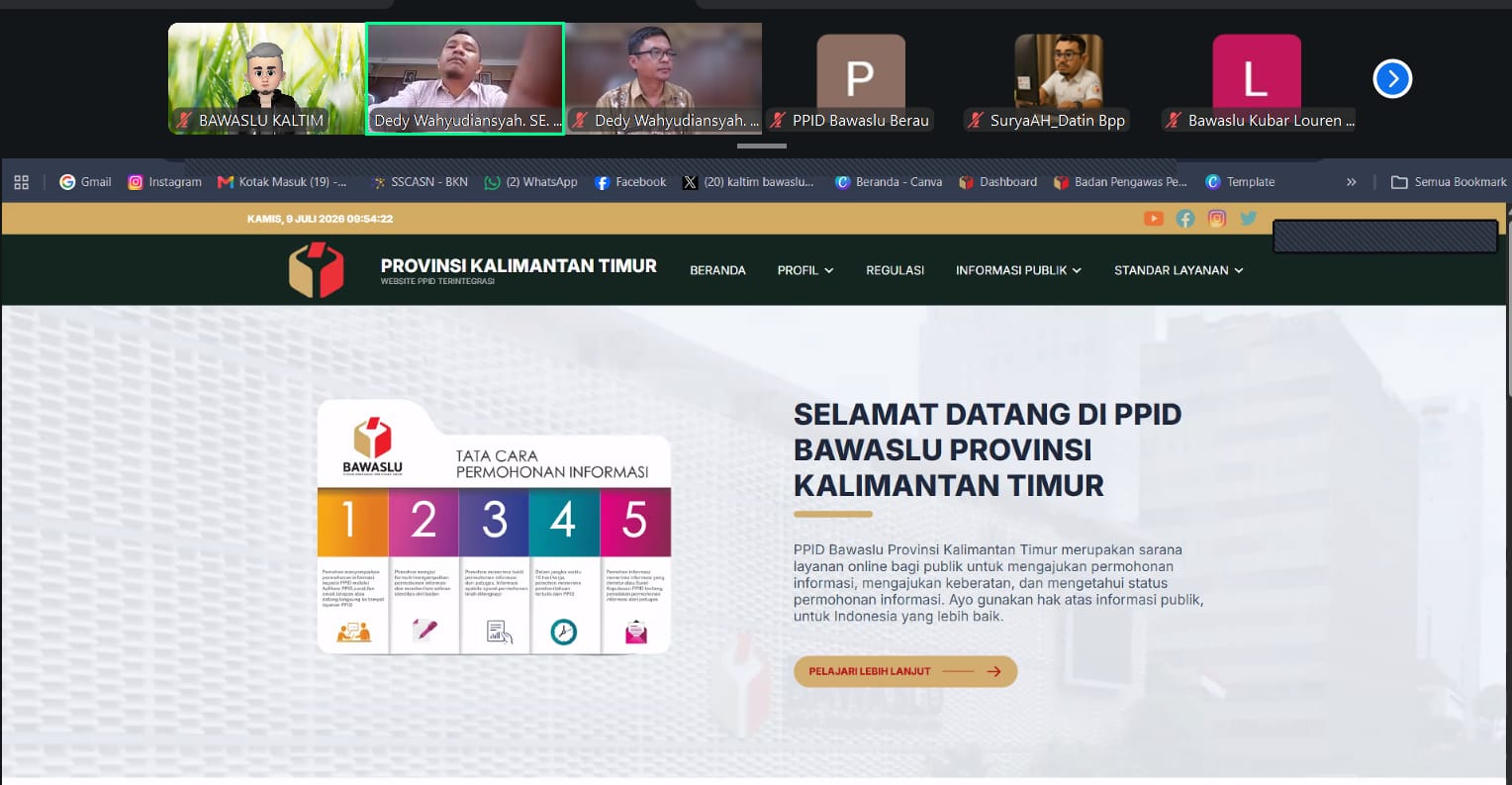 Cuplikan Zoom Meeting persiapan monev