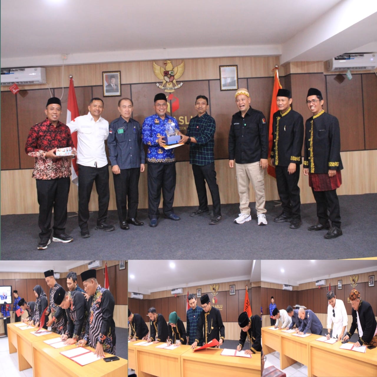 Penyerahan penghargaan dan penandatanganan IKU oleh Bawaslu Kab/Kota
