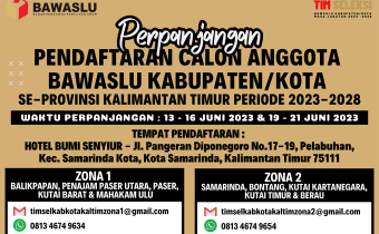 Belum Memenuhi Kuota Pendaftar, Pendaftaran Calon Anggota Bawaslu Kabupaten Kota Se-Kaltim Diperpanjang