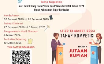 Bawaslu Kaltim Menyelenggarakan Kompetisi Debat Pemilu dan Pilkada Serentak Tahun 2024 Antar Perguruan Tinggi Se-Kaltim